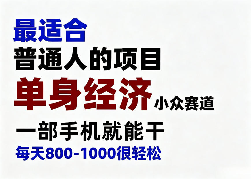 身经济小众赛道,一部手机就能干,每天搞个800-1000很轻松,最适合普通人的项目【揭秘】-精品虚拟资源库