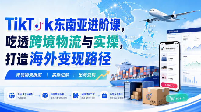 TikTok东南亚进阶课，吃透跨境物流与实操，打造海外变现路径-精品虚拟资源库