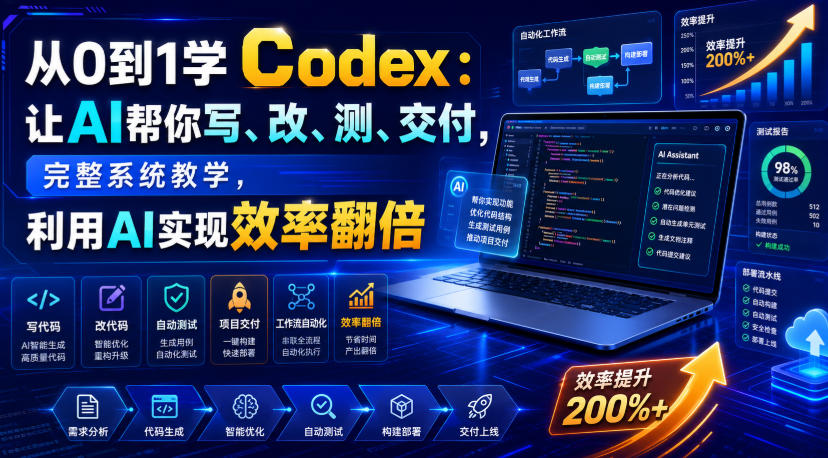 从0到1学Codex：让AI帮你写、改、测、交付，完整系统教学，利用AI实现效率翻倍(更新0918)-精品虚拟资源库