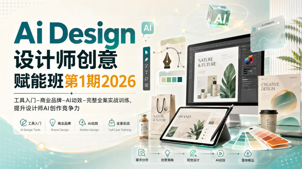Ai Design设计师创意赋能班第1期2026｜工具入门‑商业品牌‑AI动效‑完整全案实战训练，提升设计师AI创作竞争力-精品虚拟资源库