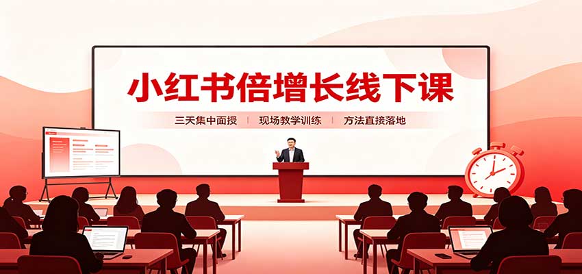 小红书倍增长线下课：三天集中面授，拆解选品、素材制作与起号全链路-精品虚拟资源库