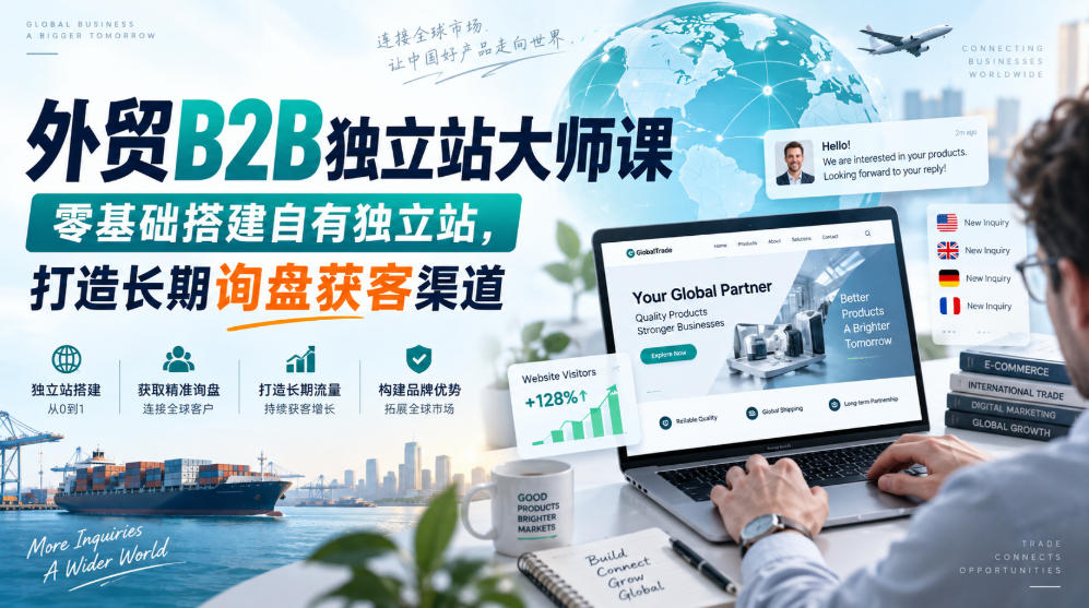 外贸B2B独立站大师课，零基础搭建自有独立站，打造长期询盘获客渠道-精品虚拟资源库