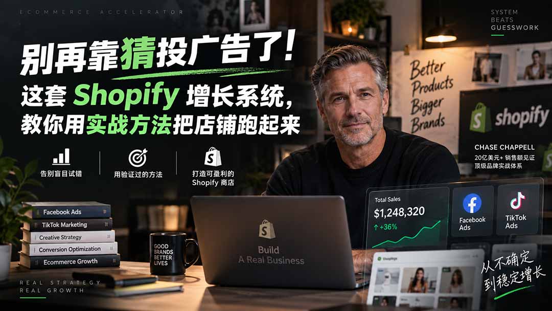 别再靠猜投广告了!这套 Shopify 增长系统,教你用实战方法把店铺跑起来【原创双语字幕】-精品虚拟资源库