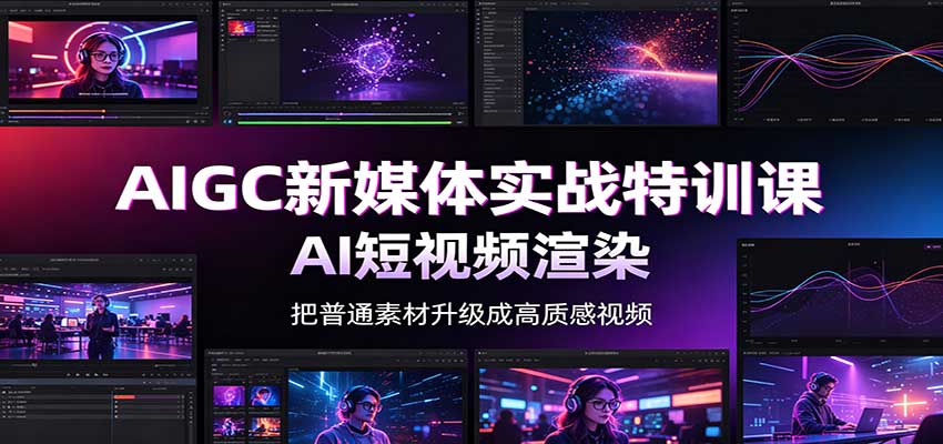AIGC新媒体实战特训课：工具入门实操，AI短视频渲染，数字人商业视频制作-精品虚拟资源库