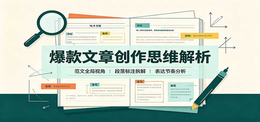 爆款文章创作思维解析:全局视角拆解范文,梳理行文逻辑,搭配真实拆文实操案例-精品虚拟资源库