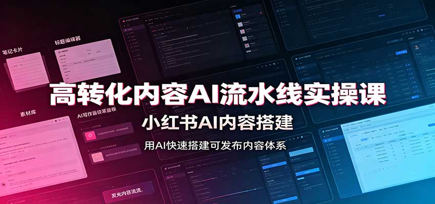 高转化内容AI流水线实操课:小红书AI内容搭建,Skill工具配置,转化内容生产-精品虚拟资源库