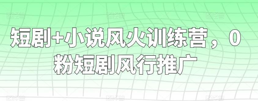 短剧+小说风火训练营，0粉短剧风行推广-精品虚拟资源库