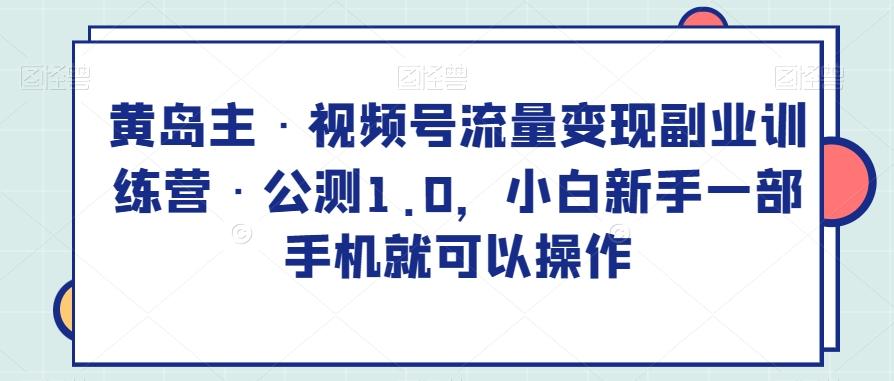 黄岛主·视频号流量变现副业训练营·公测1.0，小白新手一部手机就可以操作-精品虚拟资源库