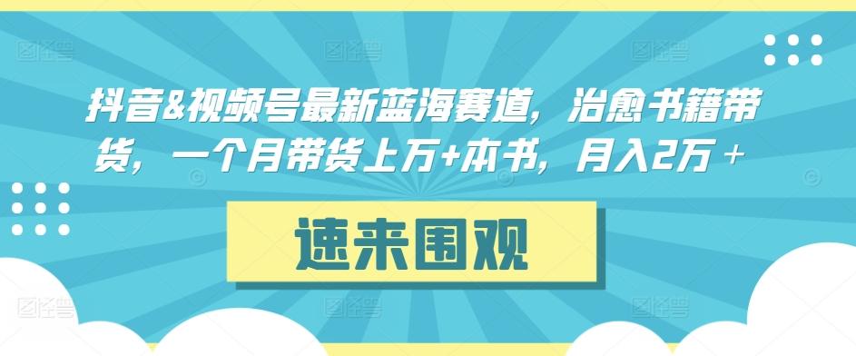 抖音&视频号最新蓝海赛道，治愈书籍带货，一个月带货上万+本书，月入2万＋【揭秘】-精品虚拟资源库