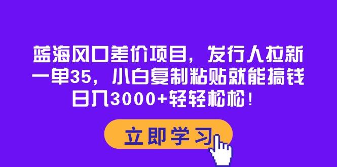 蓝海风口差价项目，发行人拉新，一单35，小白复制粘贴就能搞钱！日入30…-精品虚拟资源库