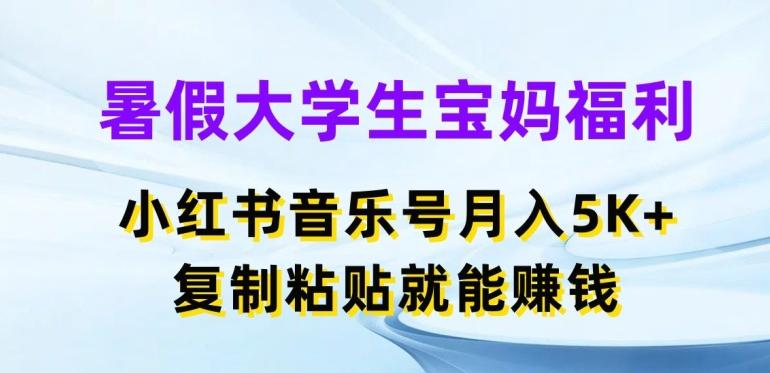 暑假大学生宝妈福利，小红书音乐号月入5000+，复制粘贴就能赚钱【揭秘】-精品虚拟资源库