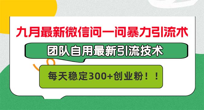 九月最新微信问一问暴力引流术，团队自用引流术，每天稳定300+创…-精品虚拟资源库