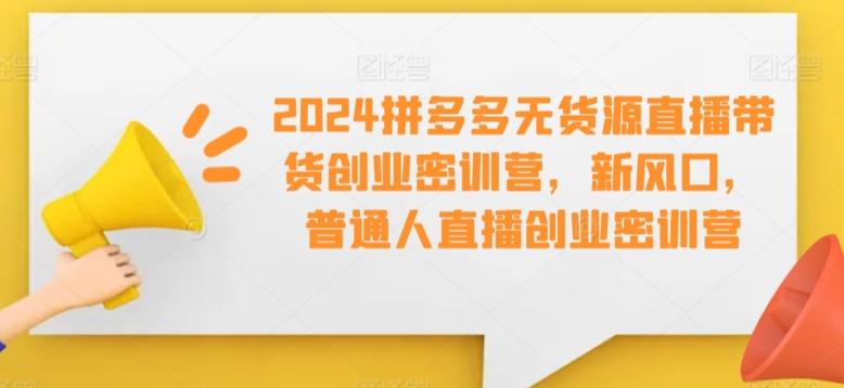 2024拼多多无货源直播带货创业密训营，新风口，普通人直播创业密训营-精品虚拟资源库