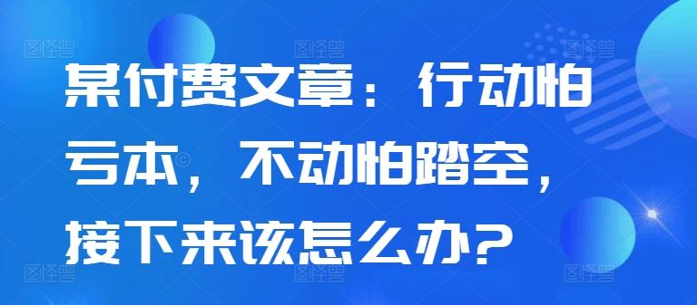 某付费文章：行动怕亏本，不动怕踏空，接下来该怎么办?-精品虚拟资源库