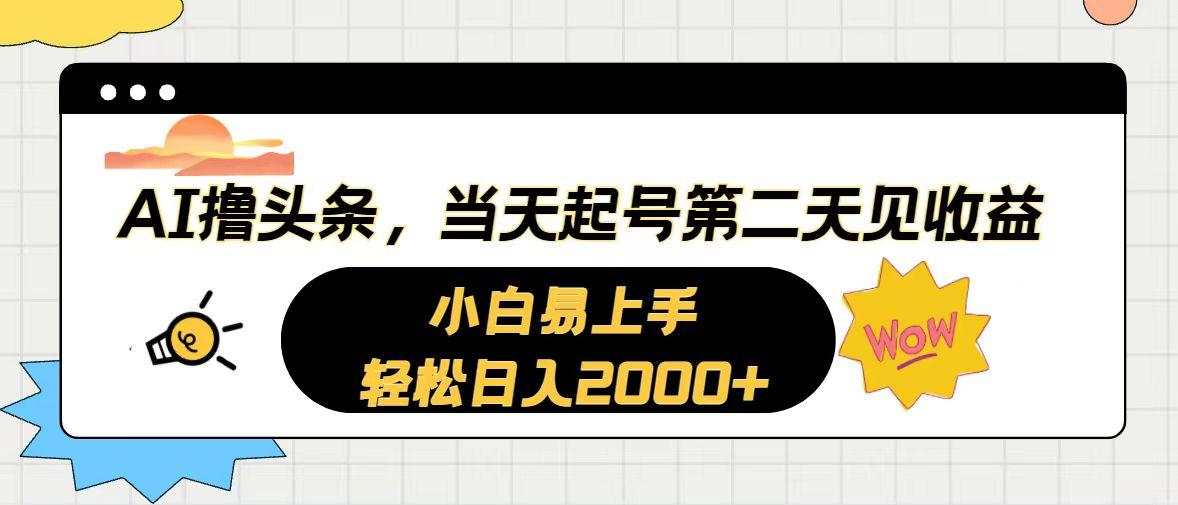 AI撸头条，当天起号，第二天见收益。轻松日入2000+-精品虚拟资源库