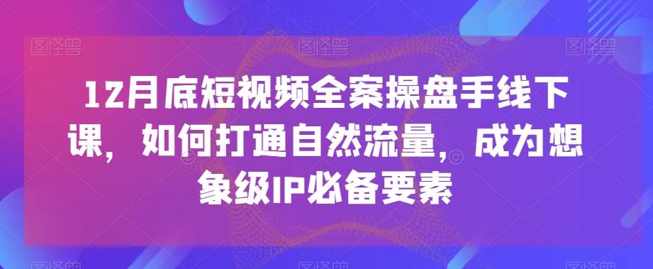 12月底短视频全案操盘手线下课，如何打通自然流量，成为想象级IP必备要素-精品虚拟资源库