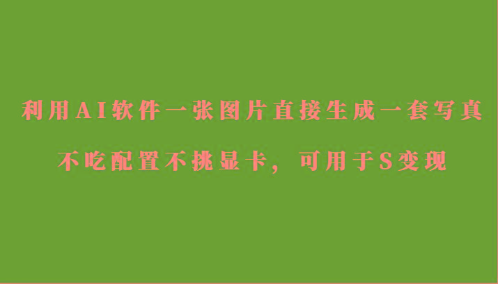 利用AI软件只需一张图片直接生成一套写真，不吃配置不挑显卡，可用于S变现-精品虚拟资源库