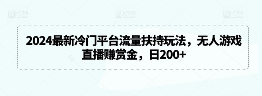 2024最新冷门平台流量扶持玩法，无人游戏直播赚赏金，日200+【揭秘】-精品虚拟资源库