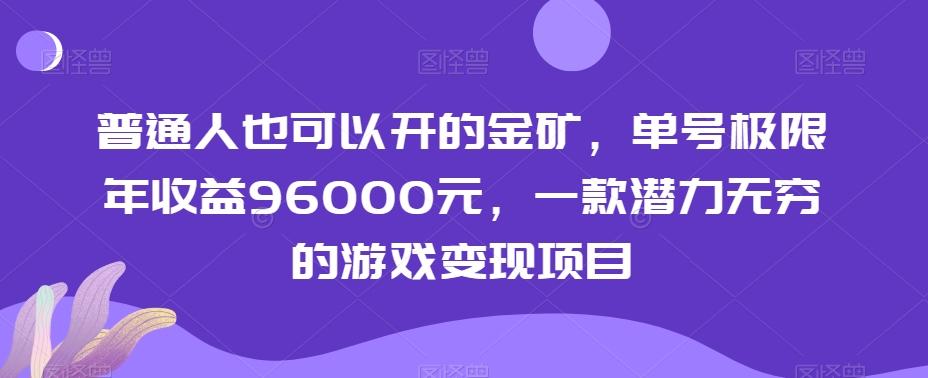 普通人也可以开的金矿，单号极限年收益96000元，一款潜力无穷的游戏变现项目【揭秘】-精品虚拟资源库