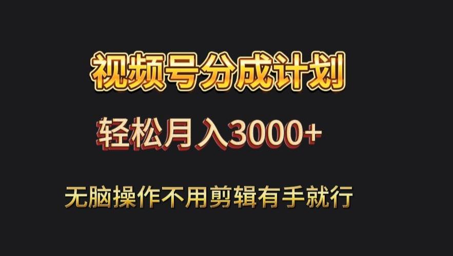 视频号流量分成，不用剪辑，有手就行，轻松月入2000+-精品虚拟资源库