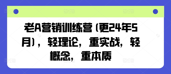 老A营销训练营(更24年10月)，轻理论，重实战，轻概念，重本质-精品虚拟资源库