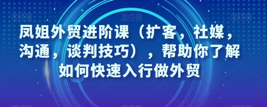 凤姐外贸进阶课（扩客，社媒，沟通，谈判技巧），帮助你了解如何快速入行做外贸-精品虚拟资源库