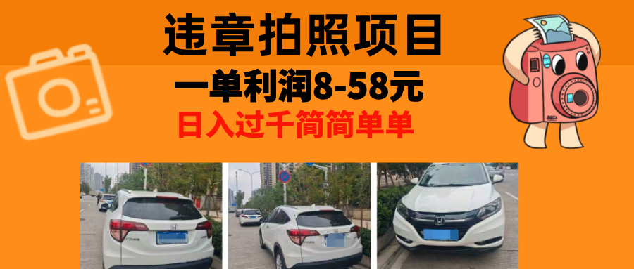最强副业，违章拍照，一单利润8-58元，全国大小城市都可做-精品虚拟资源库