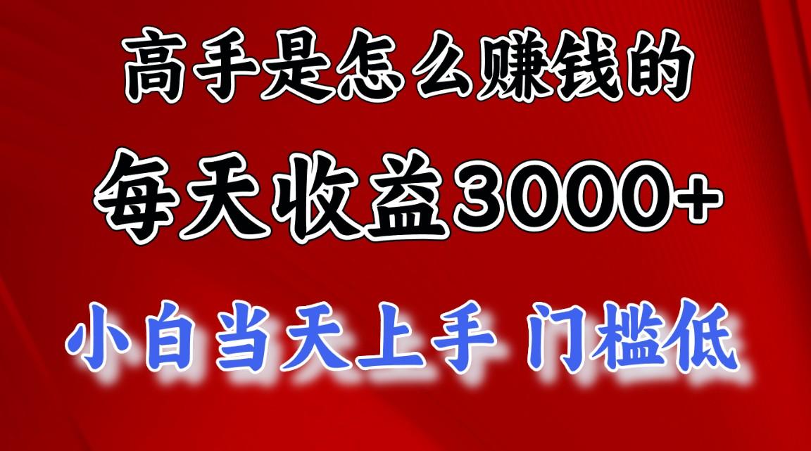 高手是怎么赚钱的，一天收益3000+ 这是穷人逆风翻盘的一个项目，非常稳…-精品虚拟资源库