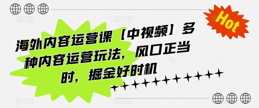海外内容运营课【中视频】多种内容运营玩法，风口正当时，掘金好时机-精品虚拟资源库