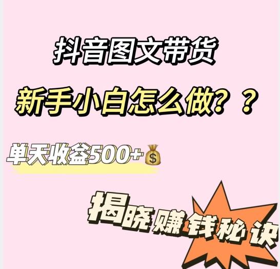 抖音图文带货，新手小白怎么做？单天收益500+【揭秘赚钱秘诀】-精品虚拟资源库