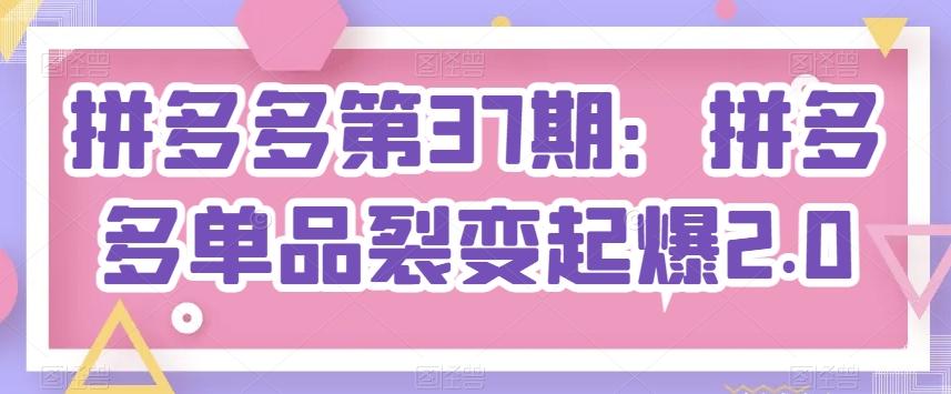 拼多多第37期：拼多多单品裂变起爆2.0-精品虚拟资源库