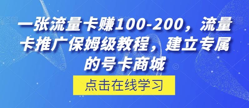 一张流量卡赚100-200，流量卡推广保姆级教程，建立专属的号卡商城-精品虚拟资源库