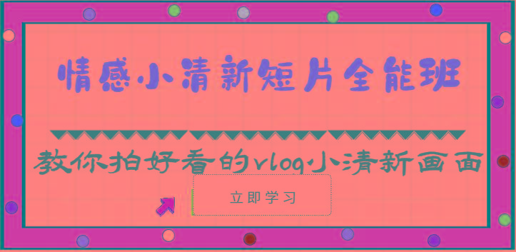 情感小清新短片全能班-教你拍好看的vlog小清新画面(30节课)-精品虚拟资源库