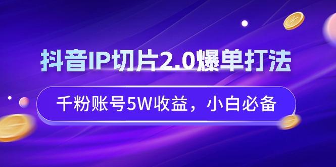 抖音IP切片2.0爆单打法，千粉账号5W收益，小白必备-精品虚拟资源库