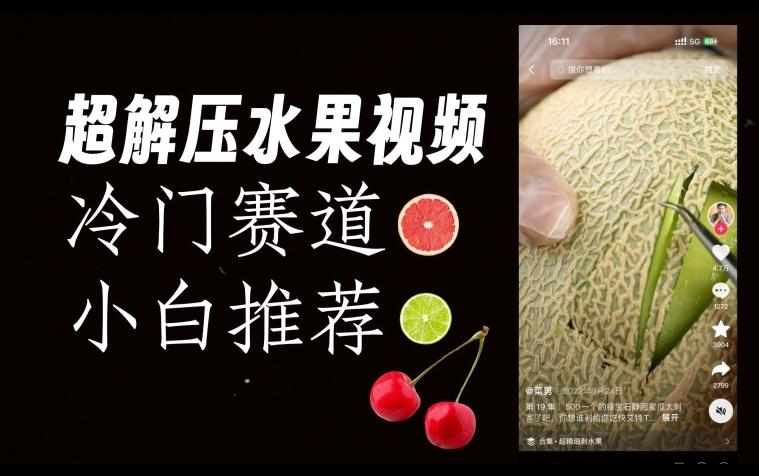超冷门抖音赛道，水果解压视频0风险，非常容易爆火【揭秘】-精品虚拟资源库