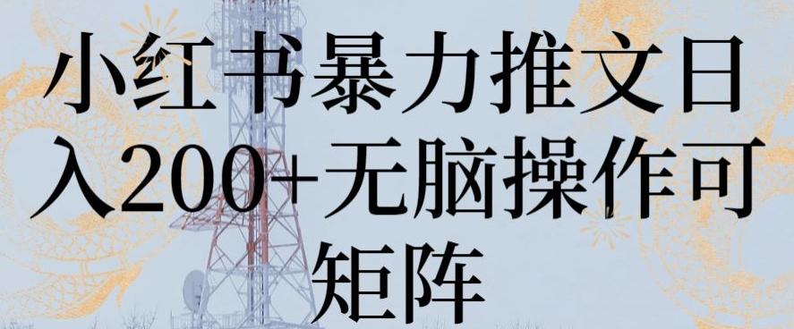小红书暴力推文日入200+无脑操作可矩阵【揭秘】-精品虚拟资源库