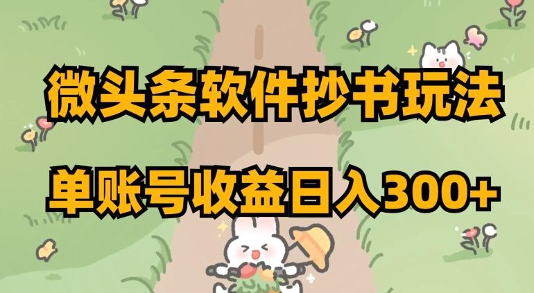 微头条软件抄书玩法，单账号收益日入300+【揭秘】-精品虚拟资源库