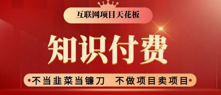 2024互联网项目天花板，新手小白也可以通过知识付费月入10W，实现财富自由【揭秘】-精品虚拟资源库