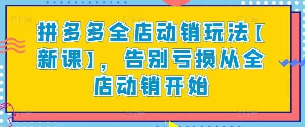 拼多多全店动销玩法【新课】，告别亏损从全店动销开始-精品虚拟资源库
