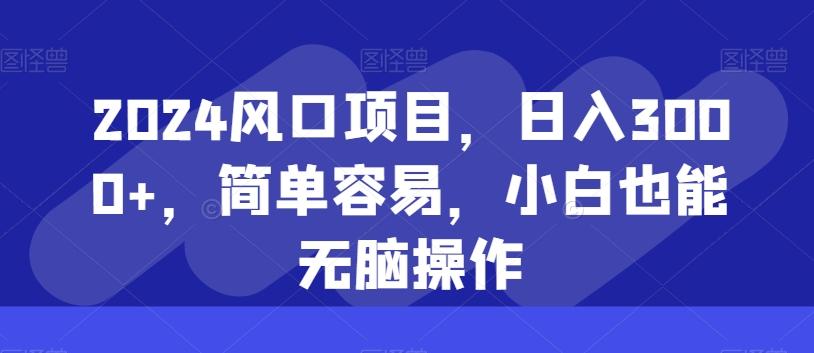 2024风口项目，日入3000+，简单容易，小白也能无脑操作-精品虚拟资源库
