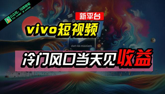 全新平台vivo短视频，新风口AI混剪无脑搬运，冷门风口当天见收益，7天…-精品虚拟资源库