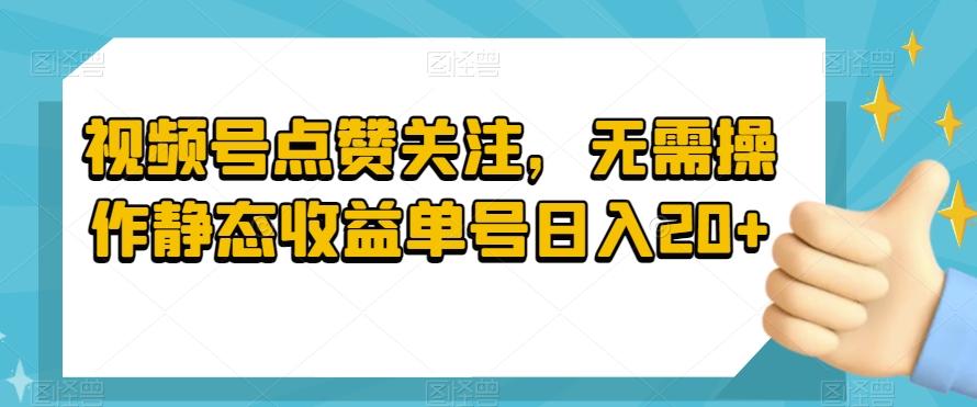 视频号点赞关注，无需操作静态收益单号日入20+-精品虚拟资源库