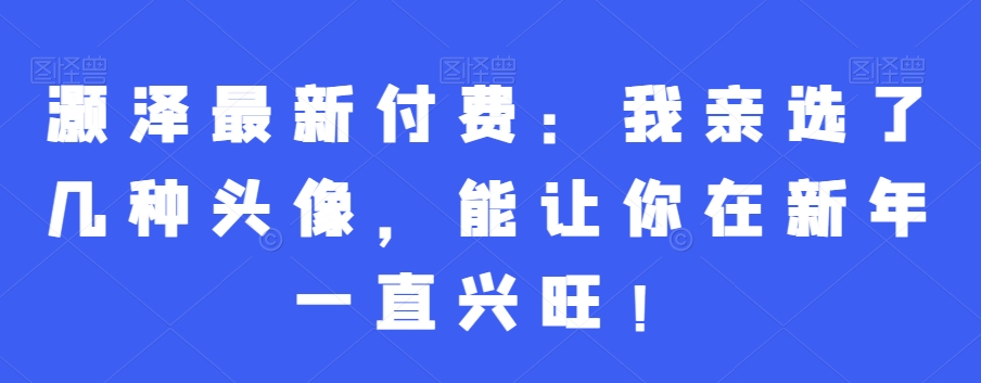 灏泽最新付费：我亲选了几种头像，能让你在新年一直兴旺！-精品虚拟资源库