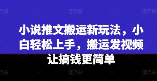 小说推文搬运新玩法，小白轻松上手，搬运发视频让搞钱更简单-精品虚拟资源库