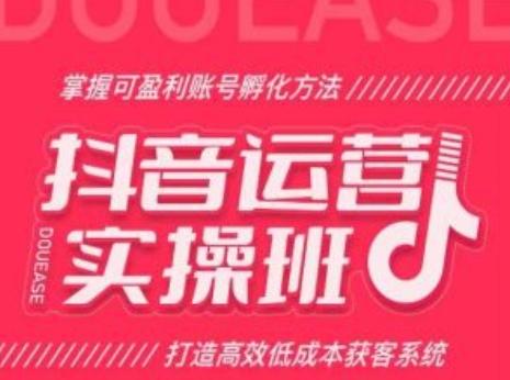 抖音运营实操班，掌握可盈利账号孵化方法，打造高效低成本获客系统-精品虚拟资源库