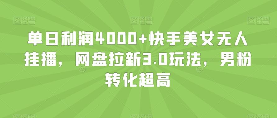 单日利润4000+快手美女无人挂播，网盘拉新3.0玩法，男粉转化超高【揭秘】-精品虚拟资源库