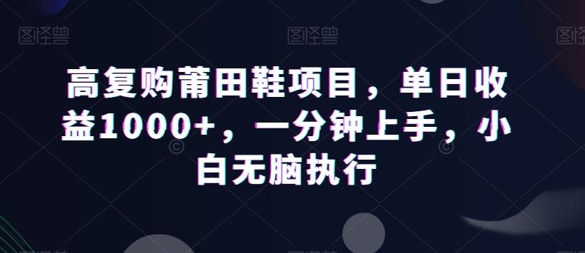 高复购莆田鞋项目，单日收益1000+，一分钟上手，小白无脑执行-精品虚拟资源库