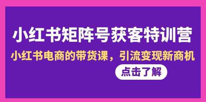 小红书矩阵号获客特训营-第10期，小红书电商的带货课，引流变现新商机-精品虚拟资源库
