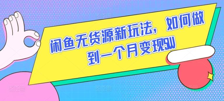 闲鱼无货源新玩法，如何做到一个月变现5W【揭秘】-精品虚拟资源库