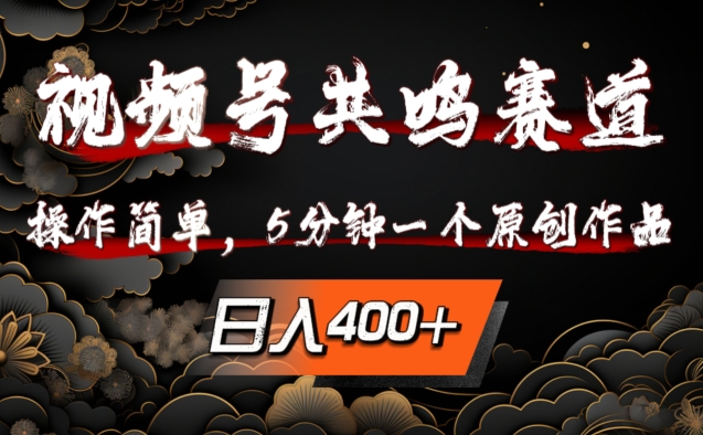 视频号共鸣赛道，操作简单，5分钟1个原创作品，日入几张【揭秘】-精品虚拟资源库